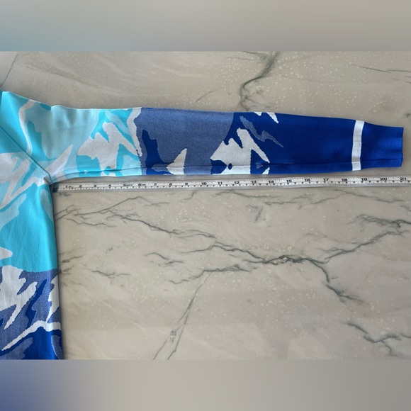 Women’s SWEATY BETTY 1/4 Zip Ski Baselayer Mountain Scene Top-Blue-Small - Picture 5 of 6